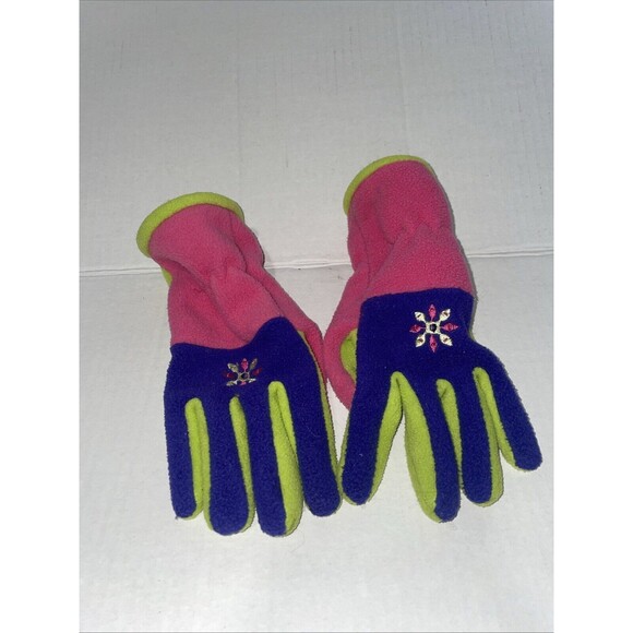 Jacob Ash Holdings, Girls medium large polyester gloves Purple, Pink, Green Warm - Picture 1 of 5